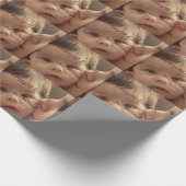 Happy 1st birthday name photo date stylish calligr ラッピングペーパー (角)