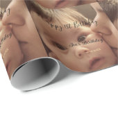 Happy 1st birthday name photo date stylish calligr ラッピングペーパー (ロールコーナー)