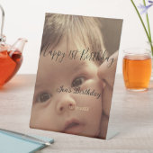 Happy 1st birthday name photo date stylish calligr 台座サイン (インサイチュ)