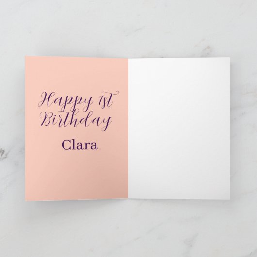 Happy 1st birthday orange purple boho retro name カード (内部)