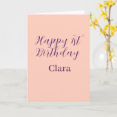 Happy 1st birthday orange purple boho retro name  カード (黄色い花)