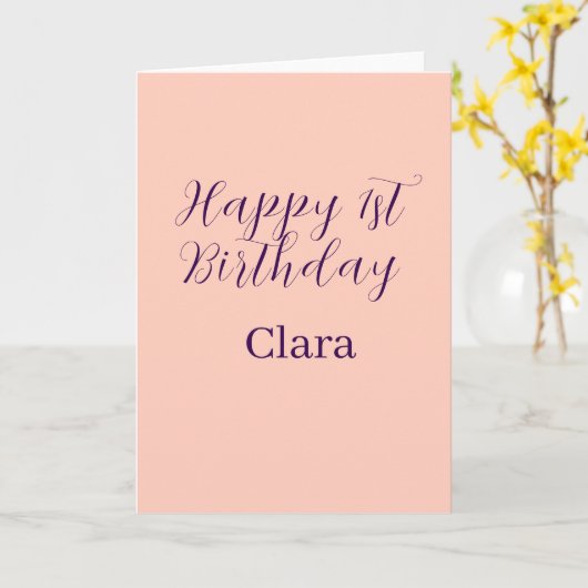 Happy 1st birthday orange purple boho retro name  カード (黄色い花)