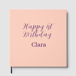 Happy 1st birthday orange purple boho retro name  ゲストブック