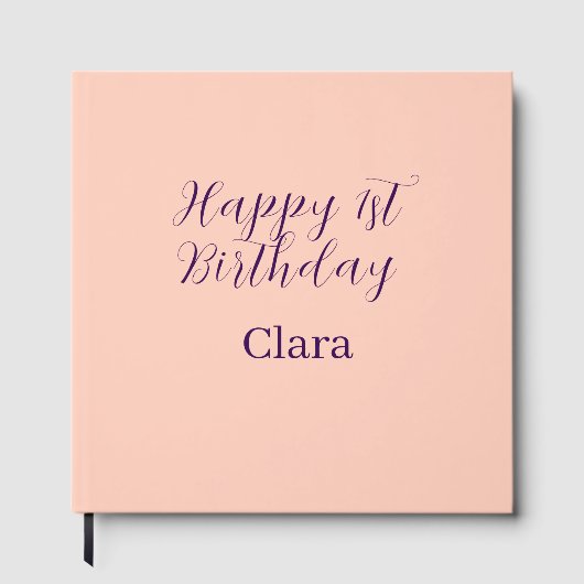 Happy 1st birthday orange purple boho retro name  ゲストブック (正面)