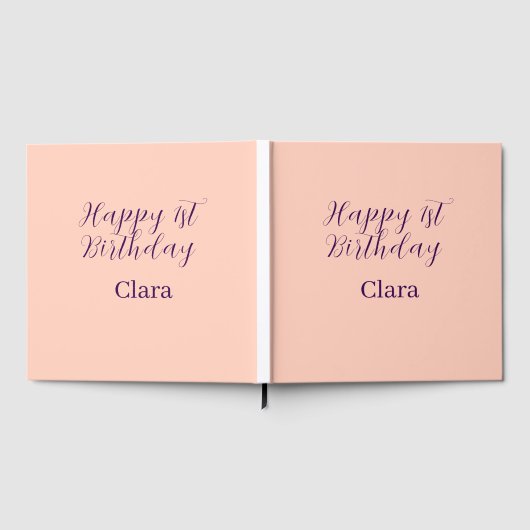 Happy 1st birthday orange purple boho retro name  ゲストブック (全面)