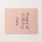 Happy 1st birthday orange purple boho retro name  ジグソーパズル (横)