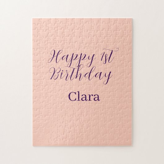 Happy 1st birthday orange purple boho retro name  ジグソーパズル (縦)