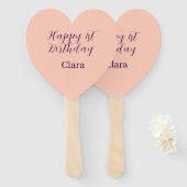 Happy 1st birthday orange purple boho retro name  ハンドファン (正面&裏面)