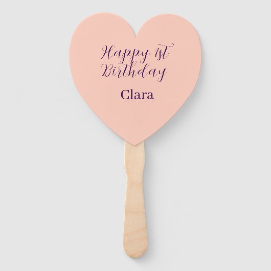 Happy 1st birthday orange purple boho retro name  ハンドファン (正面)