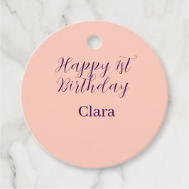 Happy 1st birthday orange purple boho retro name  フェイバータグ