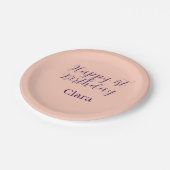 Happy 1st birthday orange purple boho retro name  ペーパープレート (アングル)