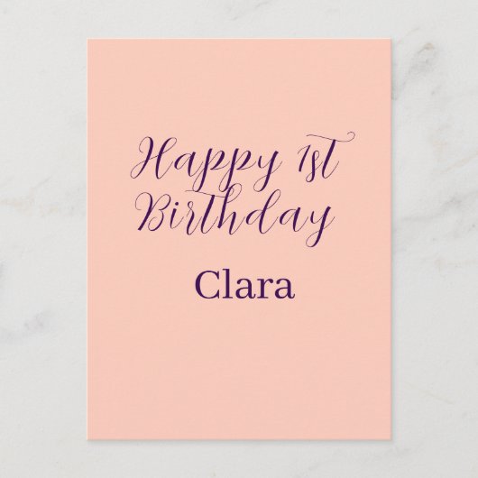 Happy 1st birthday orange purple boho retro name  ポストカード (正面)