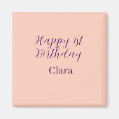 Happy 1st birthday orange purple boho retro name  マグネット (正面)