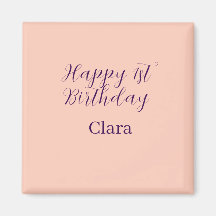 Happy 1st birthday orange purple boho retro name 