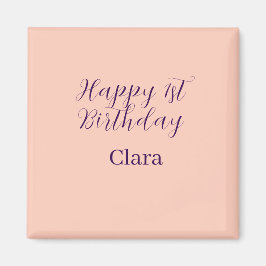 Happy 1st birthday orange purple boho retro name  マグネット