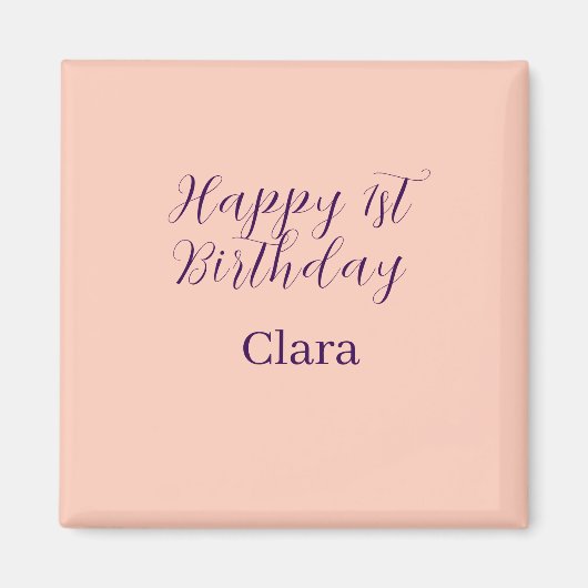 Happy 1st birthday orange purple boho retro name  マグネット (正面)