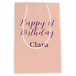 Happy 1st birthday orange purple boho retro name  ミディアムペーパーバッグ