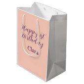 Happy 1st birthday orange purple boho retro name  ミディアムペーパーバッグ (裏面アングル)