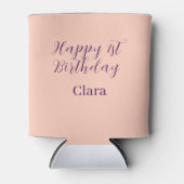 Happy 1st birthday orange purple boho retro name  缶クーラー (正面)