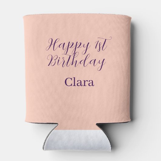 Happy 1st birthday orange purple boho retro name  缶クーラー (裏面)