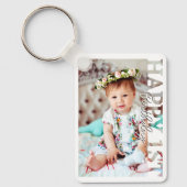 Happy 1st Birthday Photo college Card キーホルダー (正面)