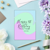 Happy 1st birthday pink green blue acrylic pour  アクリル招待状 (インサイチュ (ウェディング))