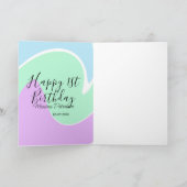 Happy 1st birthday pink green blue acrylic pour  カード (内部)