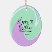 Happy 1st birthday pink green blue acrylic pour  セラミックオーナメント (右)