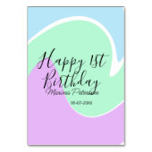 Happy 1st birthday pink green blue acrylic pour テーブルナンバー (裏面)