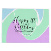 Happy 1st birthday pink green blue acrylic pour  ラージペーパーバッグ (裏面)