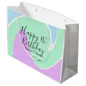 Happy 1st birthday pink green blue acrylic pour  ラージペーパーバッグ (裏面アングル)