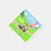 Happy 1st Birthday Polka Dot Pink Girly Golf  スタンダードカクテルナプキン (角)