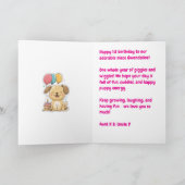 Happy 1st Birthday to a Special Niece, Happy Puppy カード (内部)