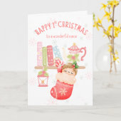 Happy 1st Christmas to Niece カード (黄色い花)