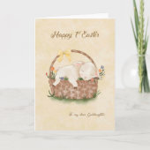 Happy 1st Easter Bunny in Basket Goddaughter カード (正面)