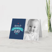 Happy 1st Father's Dayはっきりしたタイポグラフィネイビー写真 カード (正面)