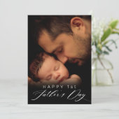Happy 1st Father's Dayスクリプトエレガントの写真 シーズンカード (スタンド正面)