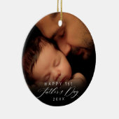 Happy 1st Father's Dayスクリプトエレガントの写真 セラミックオーナメント (右)