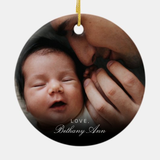 Happy 1st Father's Dayスクリプトエレガントの写真 セラミックオーナメント (裏面)