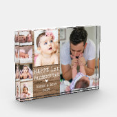 Happy 1st Father's Day 素朴 Wood 6フォトコラージュ フォトブロック (左)