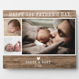 Happy 1st Father's Day 3 Photo 素朴 Wood フォトプラーク