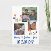 Happy 1st Father's Day Daddy Flower 3 Photo カード (正面)