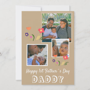 Happy 1st Father's Day Daddy Flower 3 Photo シーズンカード