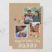 Happy 1st Father's Day Daddy Flower 3 Photo シーズンカード (正面/裏面)