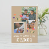Happy 1st Father's Day Daddy Flower 3 Photo シーズンカード (スタンド正面)
