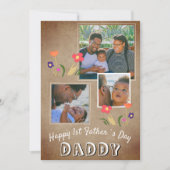Happy 1st Father's Day Daddy Flower 3 Photo シーズンカード (正面)