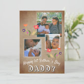 Happy 1st Father's Day Daddy Flower 3 Photo シーズンカード (スタンド正面)