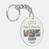 Happy 1st Father's Day Daddy Keepsake 3 Photo キーホルダー (正面左)