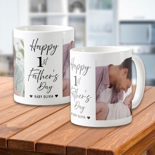  Happy 1st Father's Day Daddy Personalized 2 Photo コーヒーマグカップ