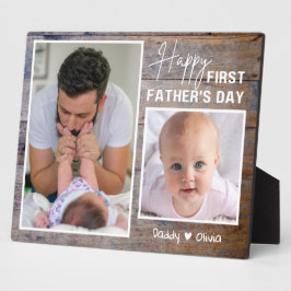Happy 1st Father's Day New Dad 2 Photo 素朴 Wood フォトプラーク